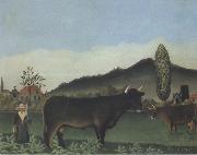 Henri Rousseau Peasant Woman in the Meadow painting